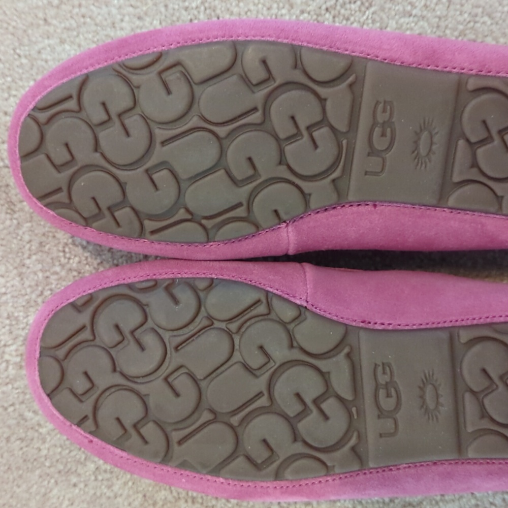 NEW UGG Australia Womens Ansley Suede Mocassin Slipper Fuchsia Pink - Picture 4 of 7